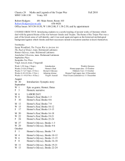 Classics 24 Myths and Legends of the Trojan War Fall 2010 MWF 3