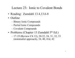 Lecture 23: Ionic Bonding