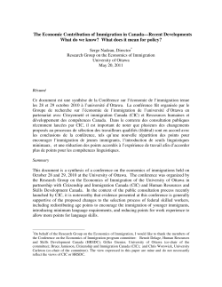 The Economic Contribution of Immigration in Canada&mdash;Recent
