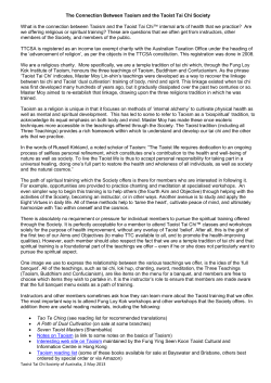 The Connection Between Taoism and the Taoist Tai Chi Society
