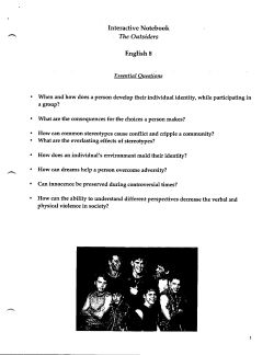 Interactive Notebook The Outsiders English 8
