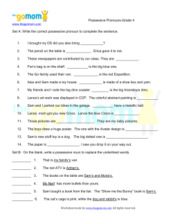 Possessive Pronouns-Grade 4
