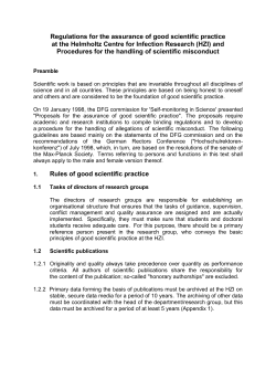 Regulations regarding good scientific practice at the HZI and