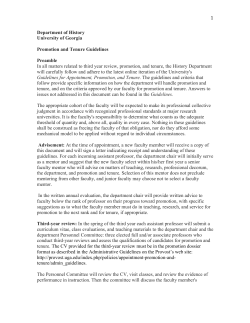 1 Department of History University of Georgia Promotion and Tenure