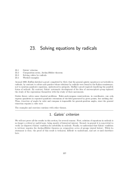 23. Solving equations by radicals - Math-UMN