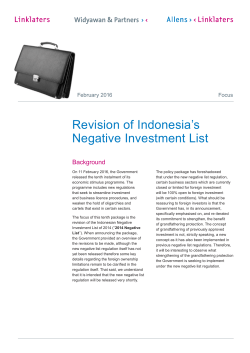 Revision of Indonesia`s Negative Investment List