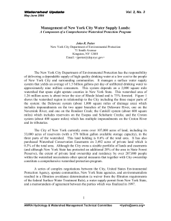 Management of New York City Water Supply Lands: