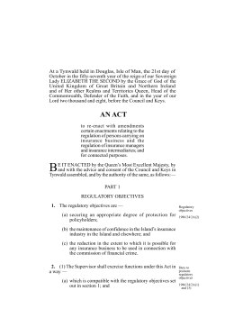 Insurance Act 2008 - Isle of Man Government