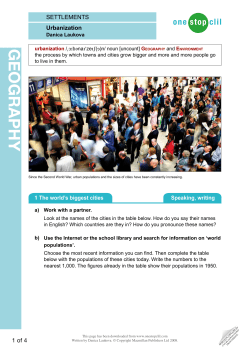 Geography - Urbanization and World Population