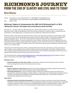 Richmond, Virginia to Commemorate the 1865 Fall