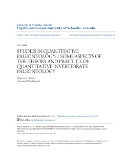 studies in quantitative paleontology: i. some aspects of the theory