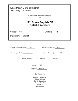 12th Grade English CP, British Literature
