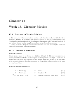 Chapter 13 Week 13. Circular Motion