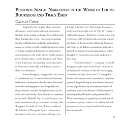 Personal Sexual Narratives in the Work of Louise Bourgeois and