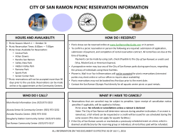 Picnic Reservation Information Updated July 2016