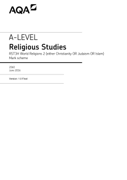 A-level Religious Studies Mark scheme RST3H - World