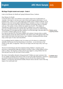 English Stage 5 ARC Persuasive Writing - Jody - A