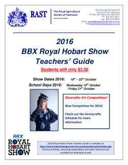 2016 BBX Royal Hobart Show Teachers` Guide