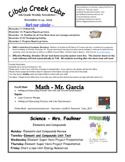 Elements and Compounds Monday&ndash; Elements and