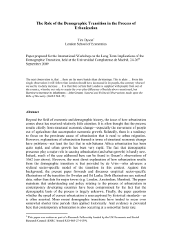The role of the demographic transition in the process of urbanization
