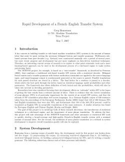 Rapid Development of a French&ndash;English Transfer System