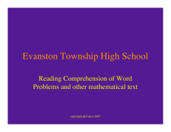 Reading Comprehension of Word Problems and Other Mathematical