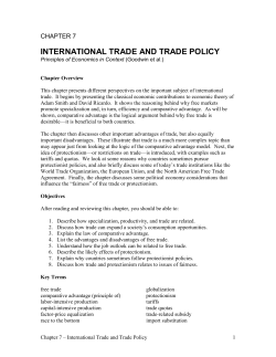 INTERNATIONAL TRADE AND TRADE POLICY