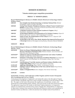 session schedule - Middle Atlantic Archaeological Conference