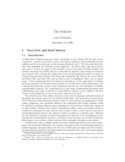 The Syllable - first - The University of Chicago