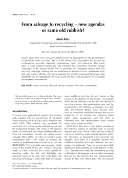 From salvage to recycling &ndash; new agendas or same old