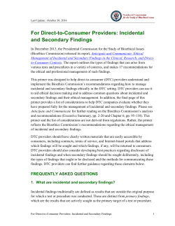 For Direct-to-Consumer Providers: Incidental and Secondary Findings