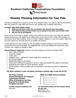 Pet Preparedness - Southern California Preparedness Foundation