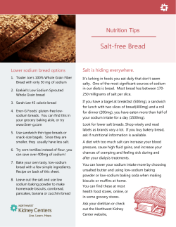 Salt-free Bread - Northwest Kidney Centers