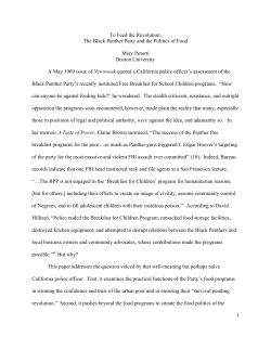 The Black Panther Party and the Politics of Food Mary Potorti Boston