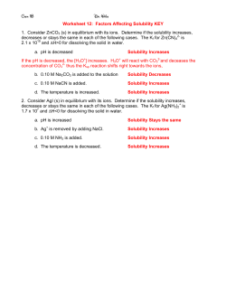 Chem 1B Dr. White Worksheet 12: Factors Affecting Solubility KEY 1