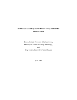 First Nations Candidacy and On-Reserve Voting in Manitoba: A