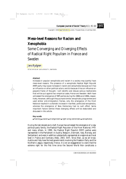 Meso-level Reasons for Racism and Xenophobia