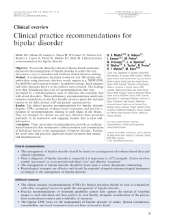 Clinical practice recommendations for bipolar disorder