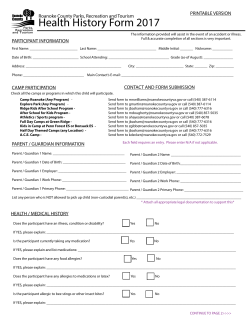 Health History Form 2017