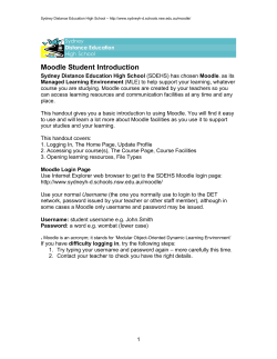 Moodle Student Introduction - Sydney Distance Education High