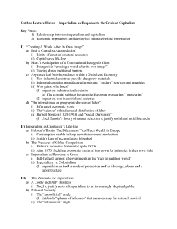 Outline Lecture Eleven&mdash;Imperialism as Response to the Crisis of