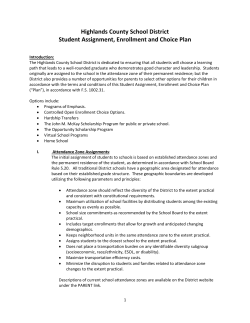 Highlands County School District Student Assignment, Enrollment
