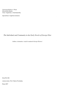The Individual and Community in the Early Novels of George Eliot