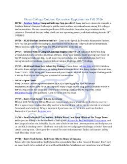 Berry College Outdoor Recreation Opportunities Fall 2016