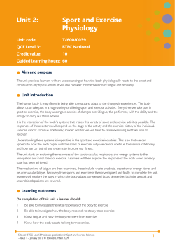 Unit 2: Sport and Exercise Physiology