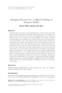 Managing Work and Care: A Difficult Challenge for Immigrant Families