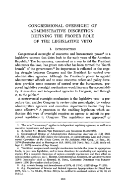 DEFINING THE PROPER ROLE OF THE LEGISLATIVE VETO