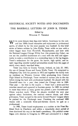 historical society notes and documents the baseball letters of john k