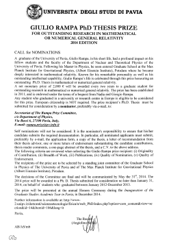 GIULIO RAMPA PhD THESIS PRIZE - Universit&agrave; degli studi di Pavia
