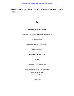 translation equivalents for health/medical terminology in xitsonga
